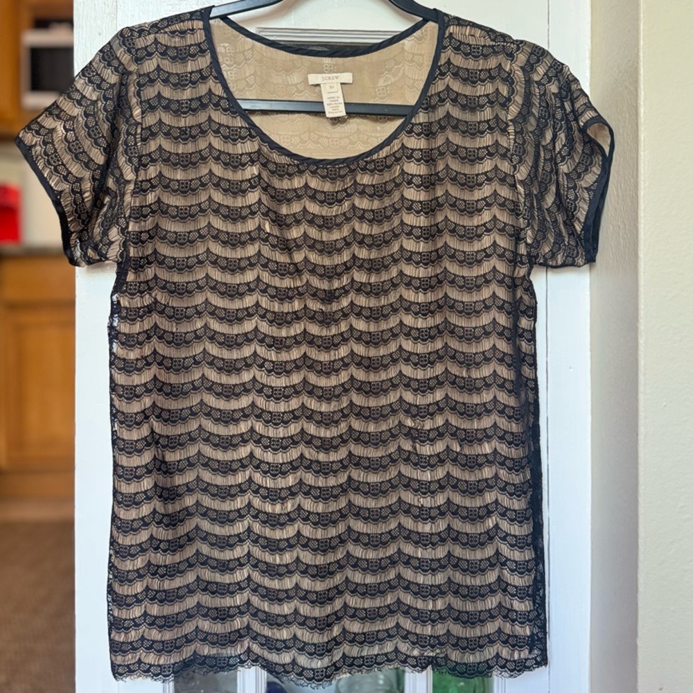 J. Crew Black Lace Top (very chic on!)